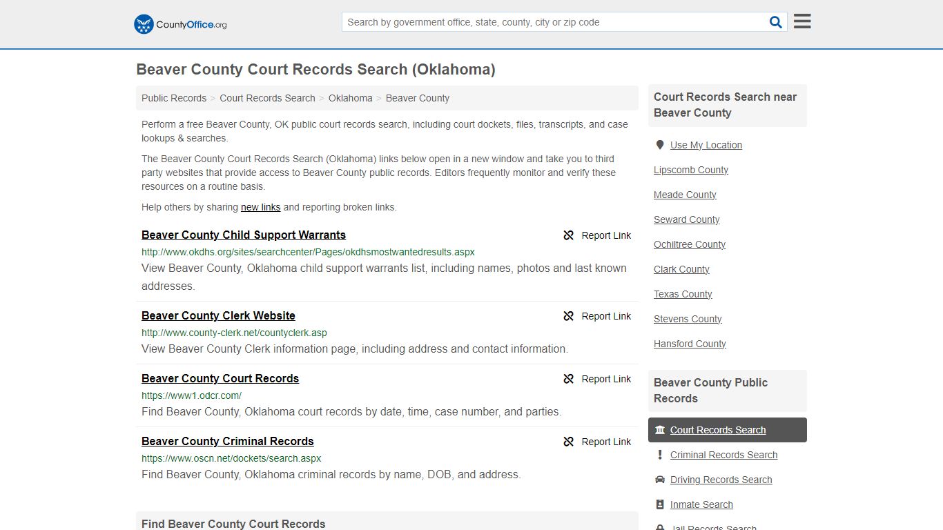 Beaver County Court Records Search (Oklahoma) - County Office